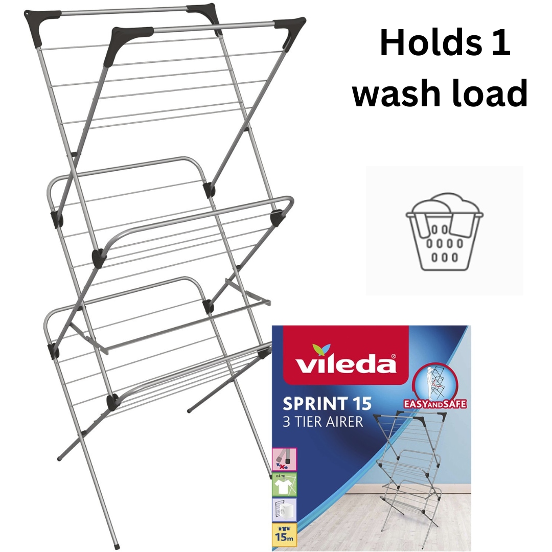 Vileda Sprint 3 Tier Clothes Airer - 15m