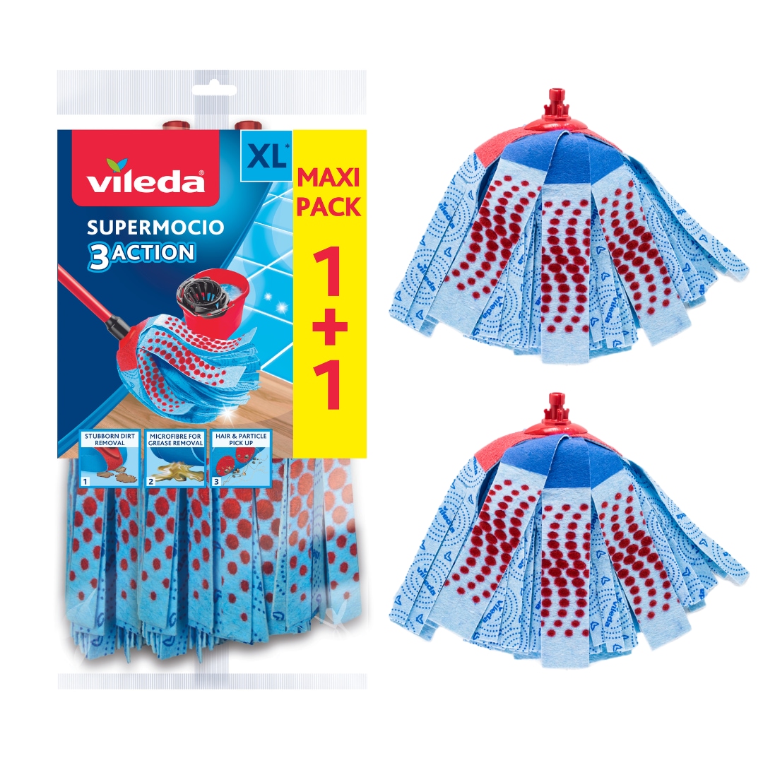 Vileda SuperMocio 3Action XL Twin Refill | Replacement Mop Head | Fits all SuperMocio Mops